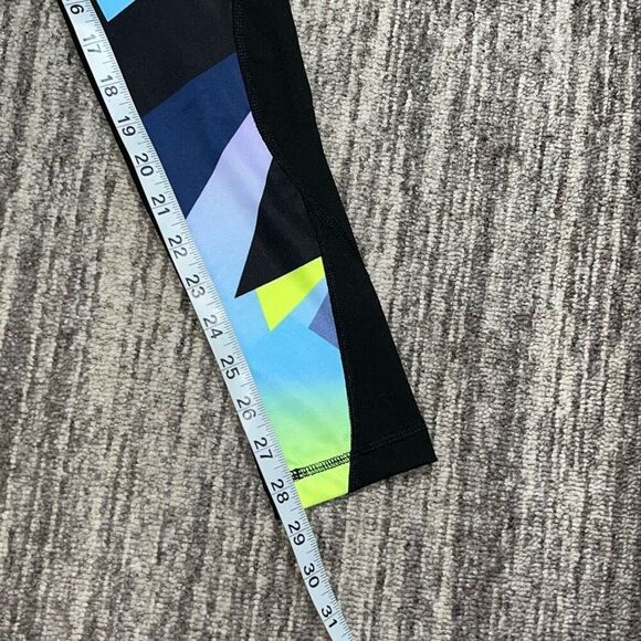 Fila Sport Running Women’s XS Black Neon Multicolor Geometric Athletic Leggings - Picture 5 of 7